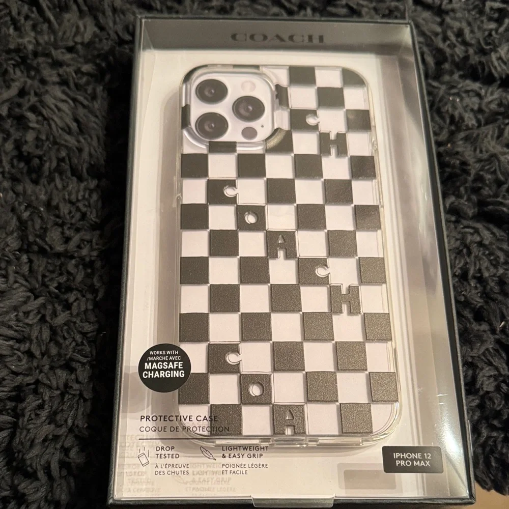 Coach Black and White Checkered Phone Case